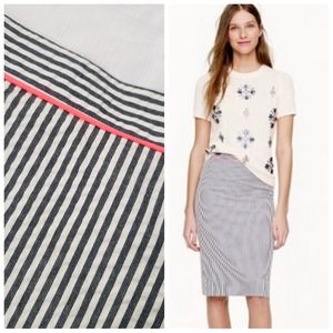 J. Crew Neon Tipped Seersucker Pencil Skirt